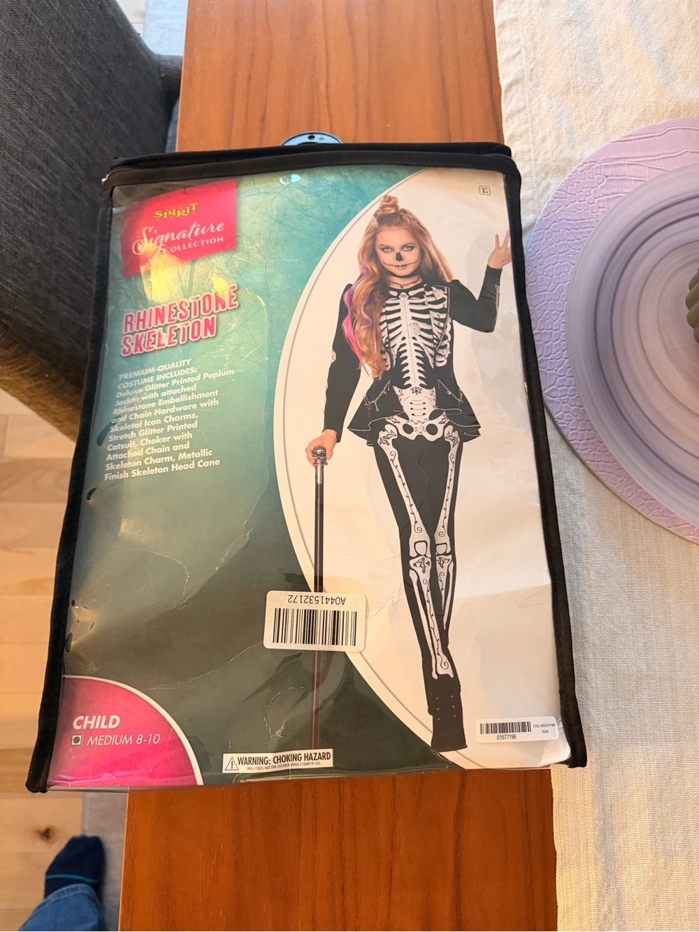 Halloween Girls Black Rhinstone Skeleton Costume DOESN'T HAVE THE CANE 8-10